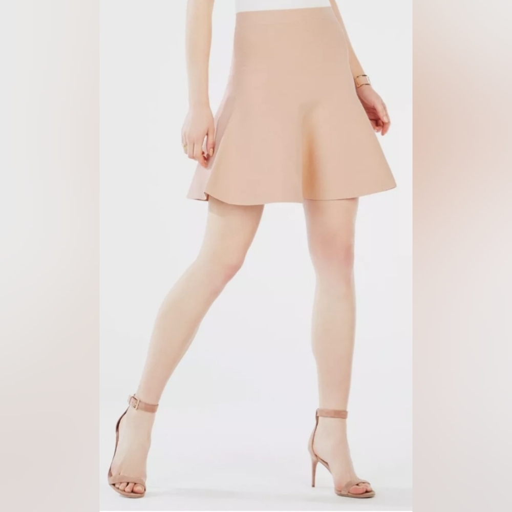 BCBG MaxAzaria Elegant Cream/Beige Ingrid A-Line Flare Skirt Size Xs